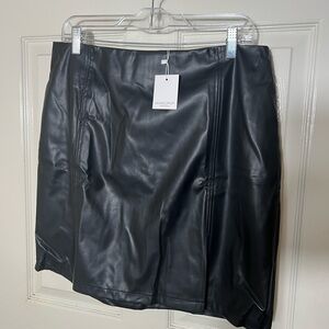 Mango Black Faux Leather Mini Skirt